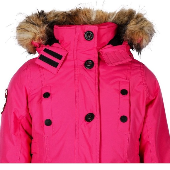 Canada Weather Gear girls faux fur waterproof parka fuchsia 5/6 - Picture 2 of 10